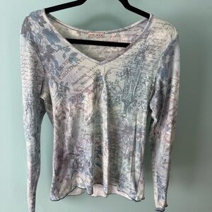 Xcit U.S.A Women's V-Neck Top - Multicolor Size XL